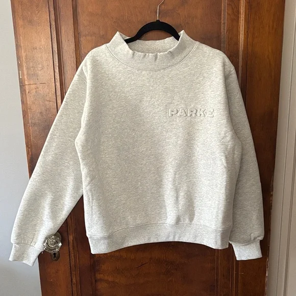 NWT Parke Classic Gray Embossed Mockneck Sweatshirt Size S/M - Picture 3 of 12